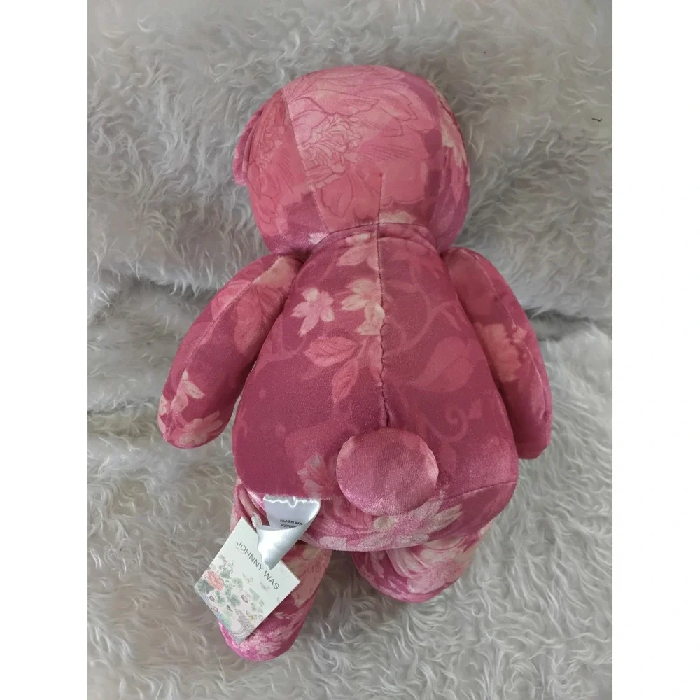 Johnny‎ Was Pink Printed Velvet Teddy Bear Floral Plush H88224-9 NWT